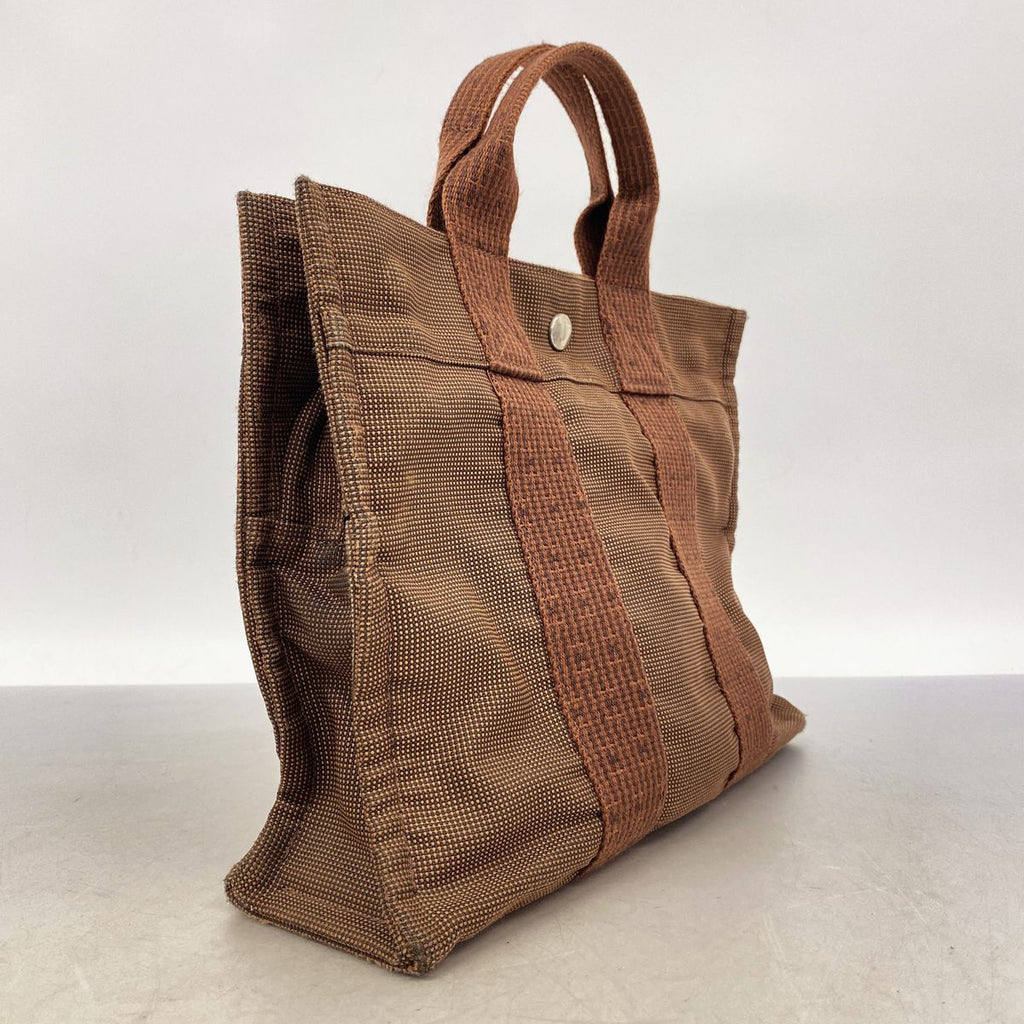 Hermes Tote Bag Her Line PM Nylon Brown Silver — view 2