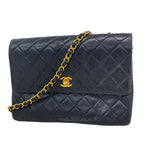 Chanel Shoulder Bag Mini Quilted Lambskin Black Gold