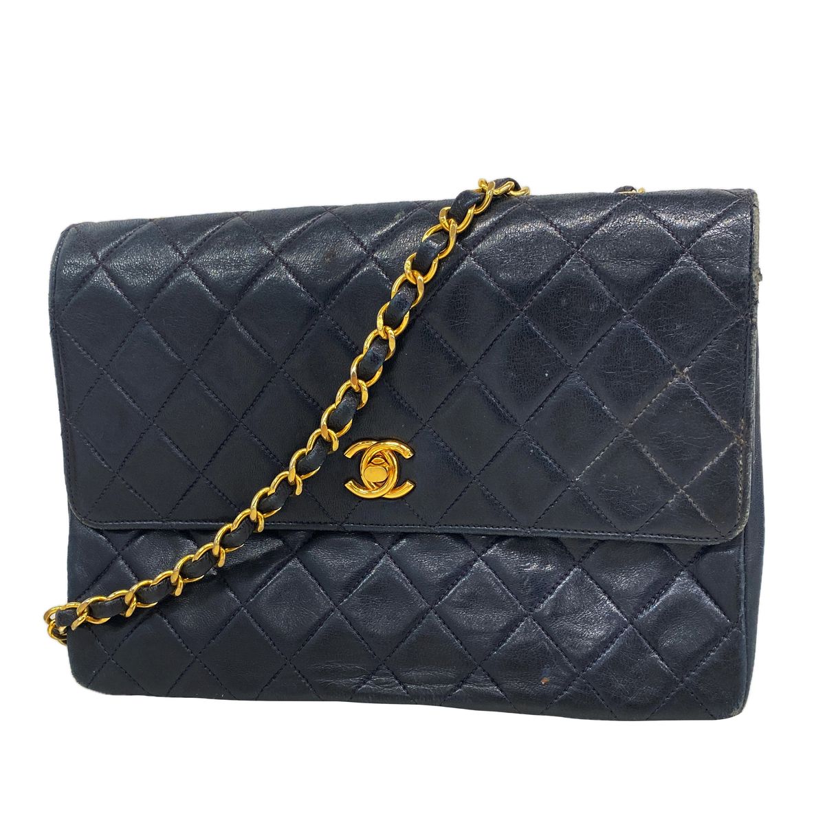 Chanel Shoulder Bag Mini Quilted Lambskin Black Gold