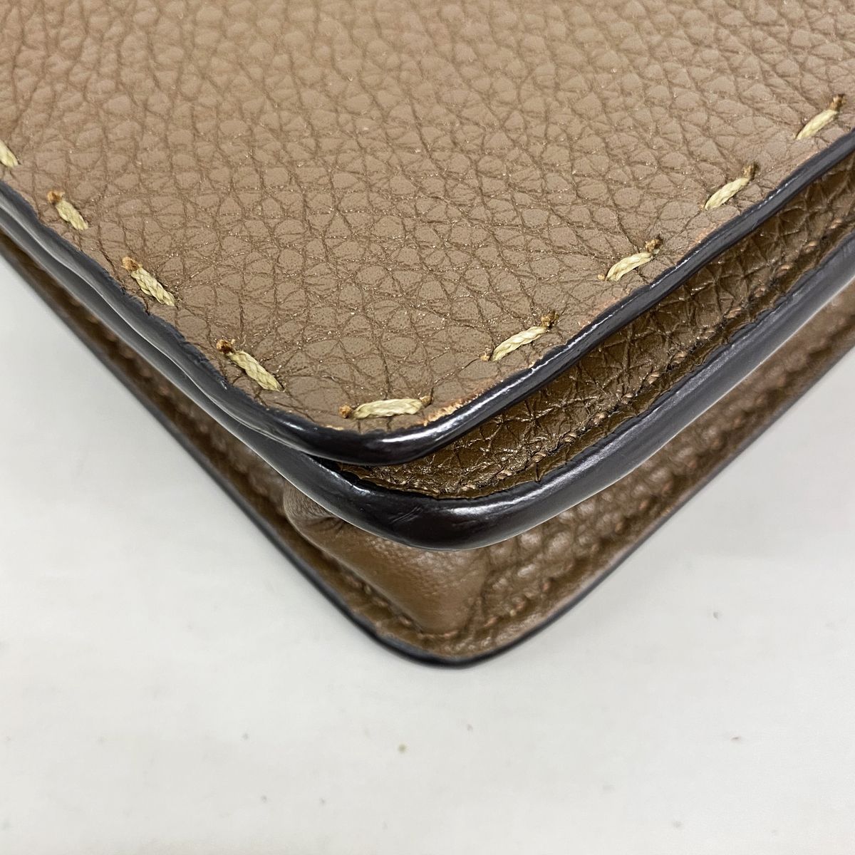 Fendi Shoulder Bag Selleria Leather Brown Gold — view 6