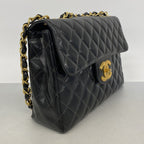 Chanel Shoulder Bag Maxi Quilted Patent Leather Black Gold — view 2