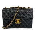 Chanel Shoulder Bag Maxi Quilted Patent Leather Black Gold