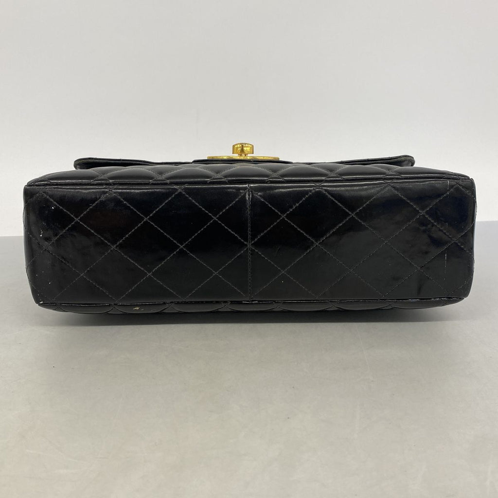 Chanel Shoulder Bag Maxi Quilted Patent Leather Black Gold — view 3