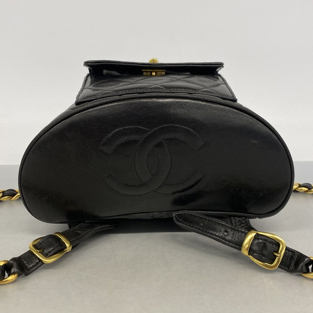 Chanel Backpack Quilted Lambskin Black Gold — view 3