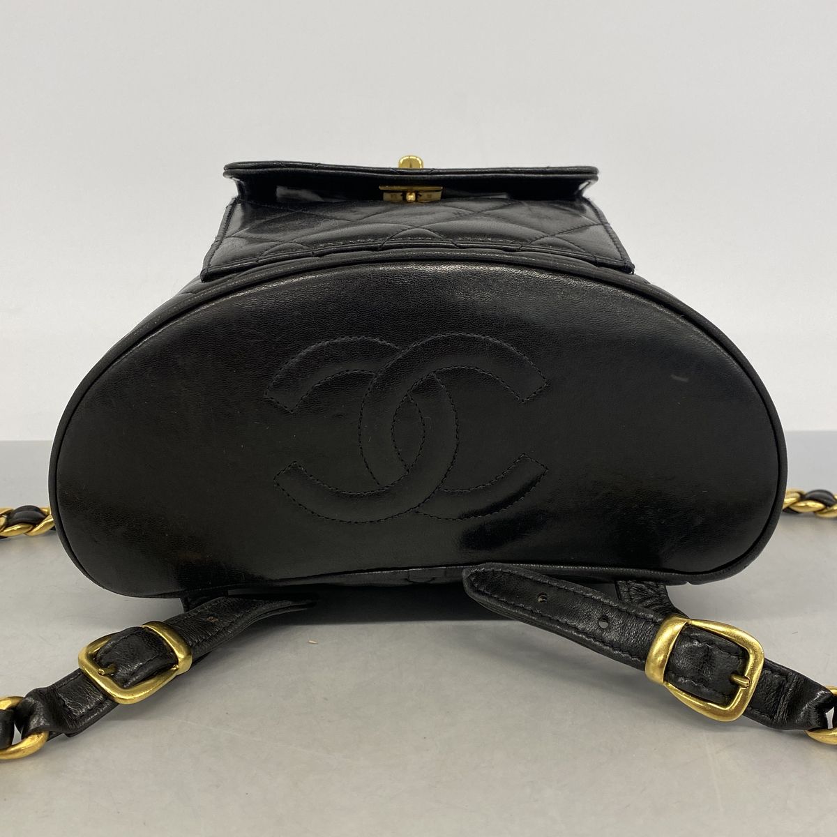 Chanel Backpack Quilted Lambskin Black Gold — view 3