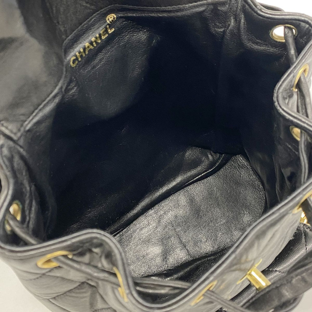 Chanel Backpack Quilted Lambskin Black Gold — view 4