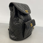 Chanel Backpack Quilted Lambskin Black Gold — view 2