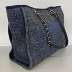 Chanel Tote Bag Deauville Tweed Blue Gold — view 2