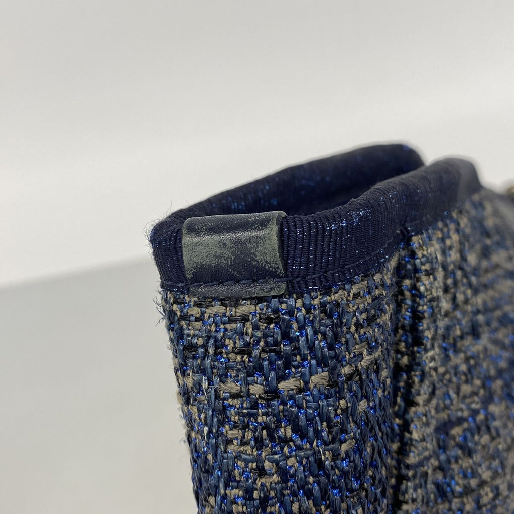 Chanel Tote Bag Deauville Tweed Blue Gold — view 7