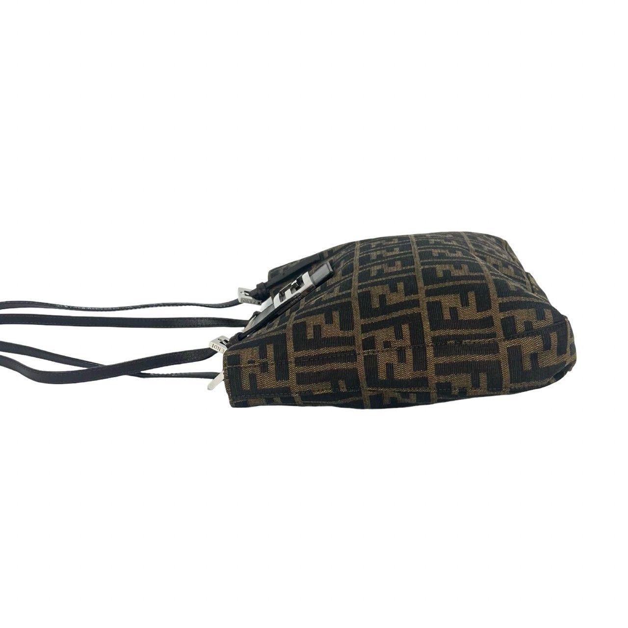 Fendi Vintage Zucca Pattern FF Logo Canvas Leather Shoulder Bag Tote Brown — view 5