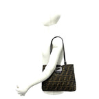 Fendi Vintage Zucca Pattern FF Logo Canvas Leather Shoulder Bag Tote Brown — view 2