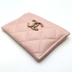 Chanel Ten Pass Case Card Case Pink Caviar Leather CC Logo Rhinestone — view 3