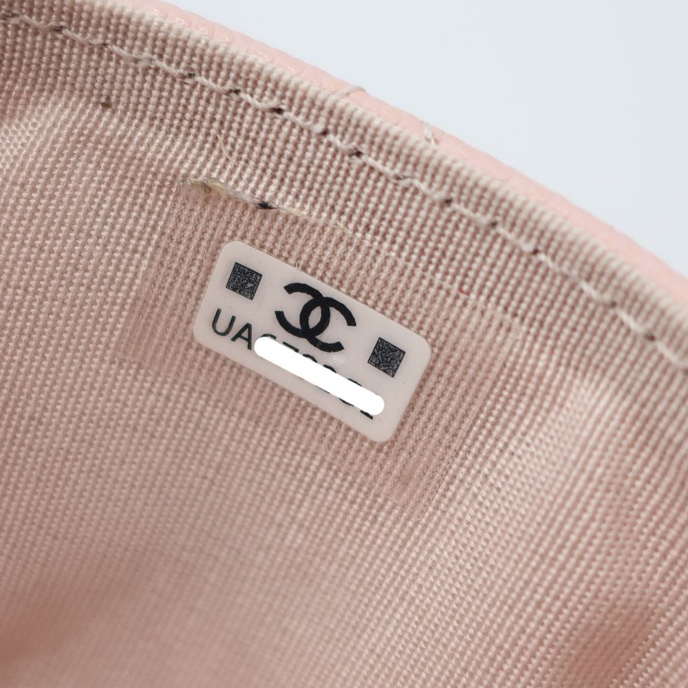 Chanel Ten Pass Case Card Case Pink Caviar Leather CC Logo Rhinestone — view 7