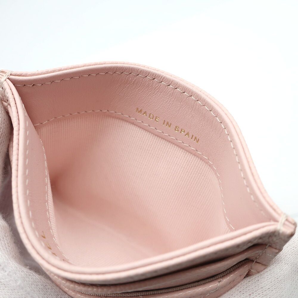 Chanel Ten Pass Case Card Case Pink Caviar Leather CC Logo Rhinestone — view 8