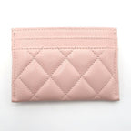 Chanel Ten Pass Case Card Case Pink Caviar Leather CC Logo Rhinestone — view 2