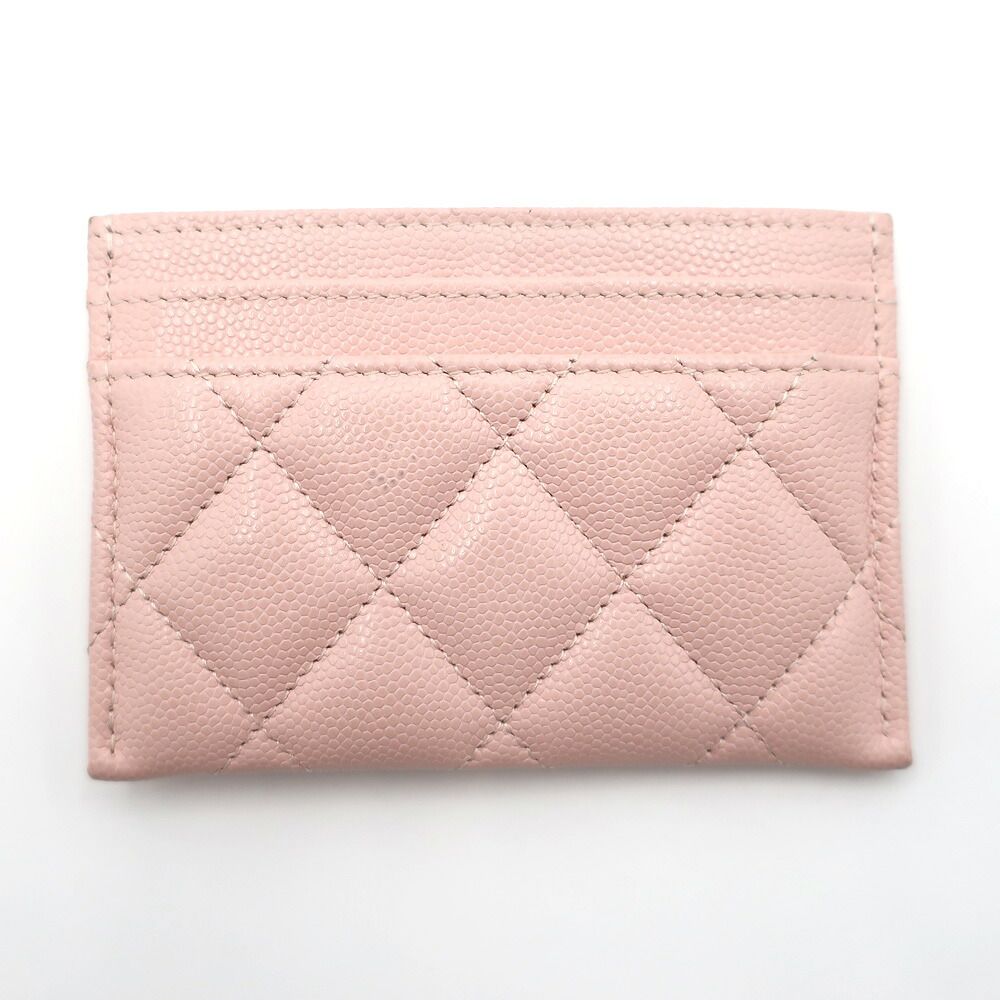 Chanel Ten Pass Case Card Case Pink Caviar Leather CC Logo Rhinestone — view 2