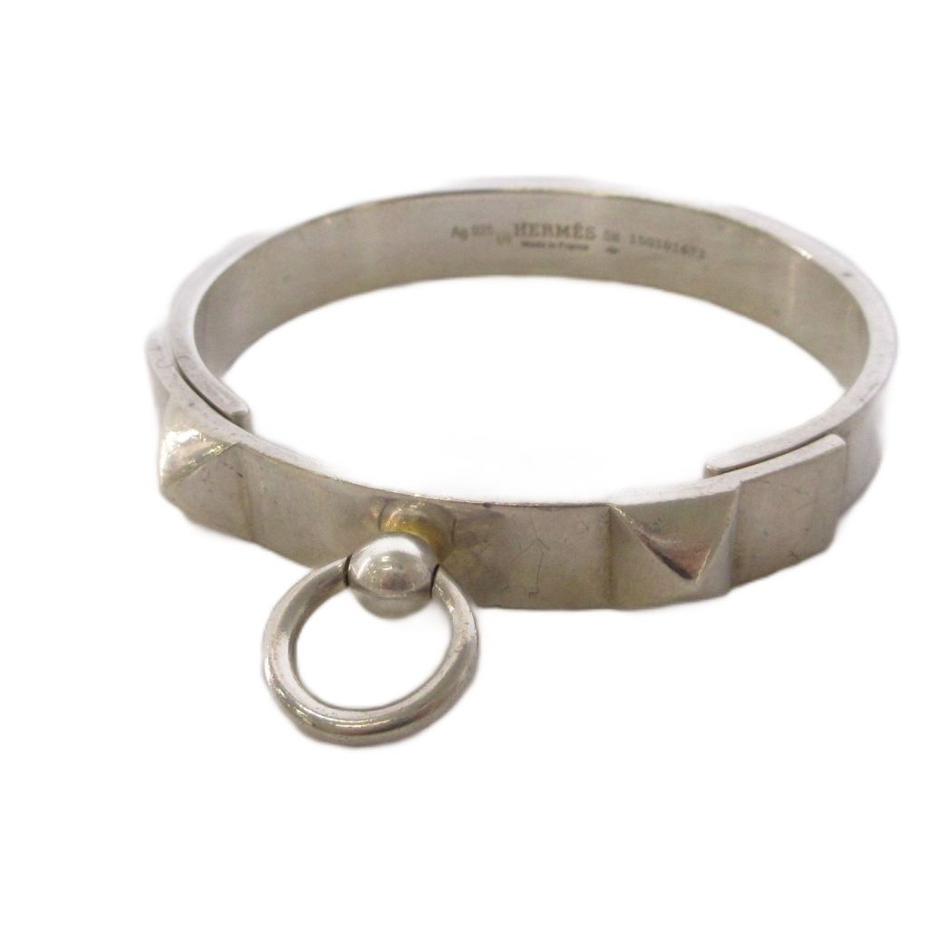 Hermes Collier de Chien Bangle Silver Color KH Bracelet