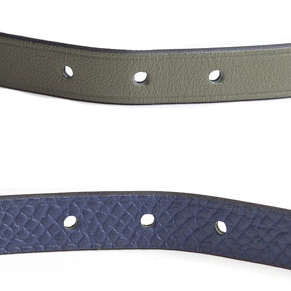 Hermes Leather Blurscuffs Cut? Epsom Vert Veronese Navy Bracelet — view 4