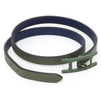 Hermes Leather Blurscuffs Cut? Epsom Vert Veronese Navy Bracelet — view 3