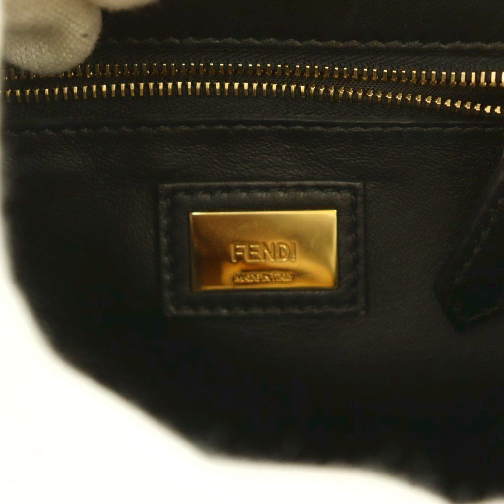 Fendi Peekaboo Mini Leather 2-Way Handbag Shoulder Twist Lock Logo Black BB — view 4