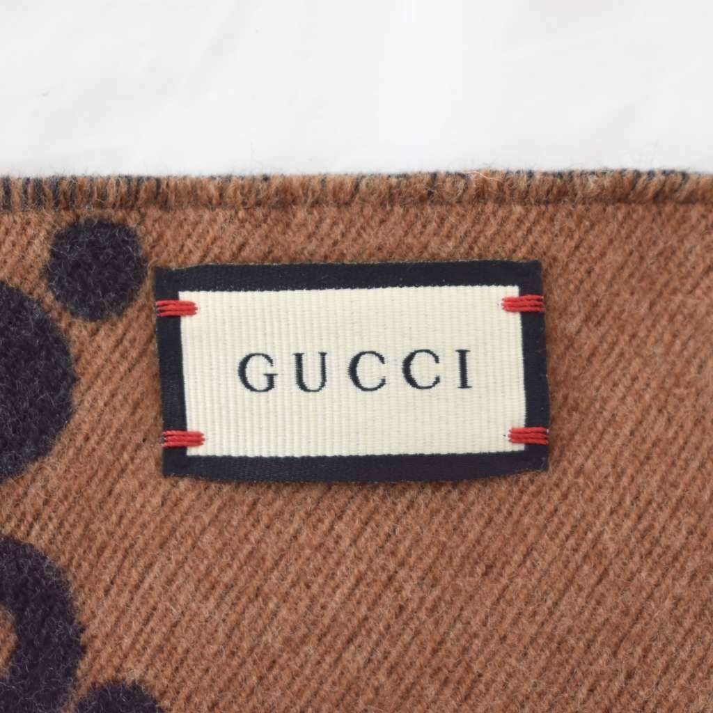 Gucci Bee & Star GG Jacquard Scarf Shawl Black Brown — view 5