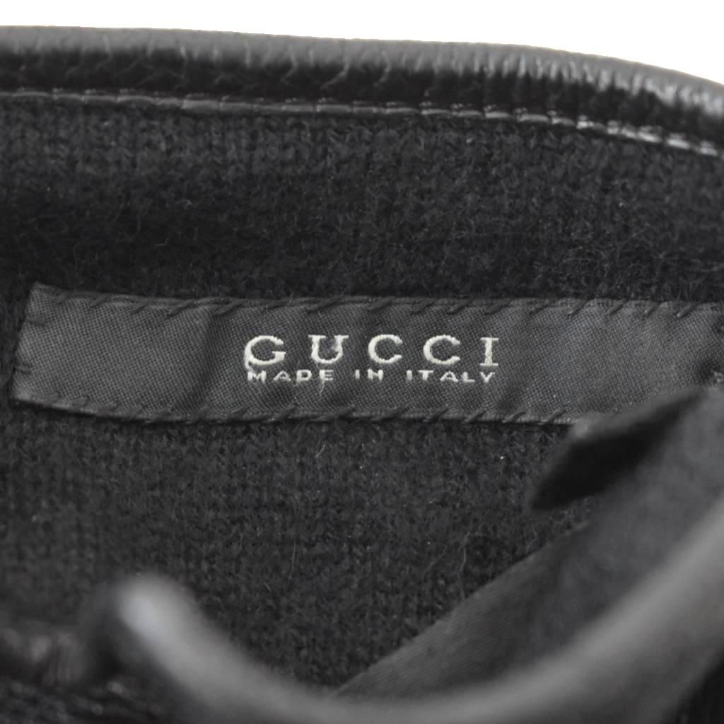 Gucci GG Leather Gloves Sheepskin Black — view 3