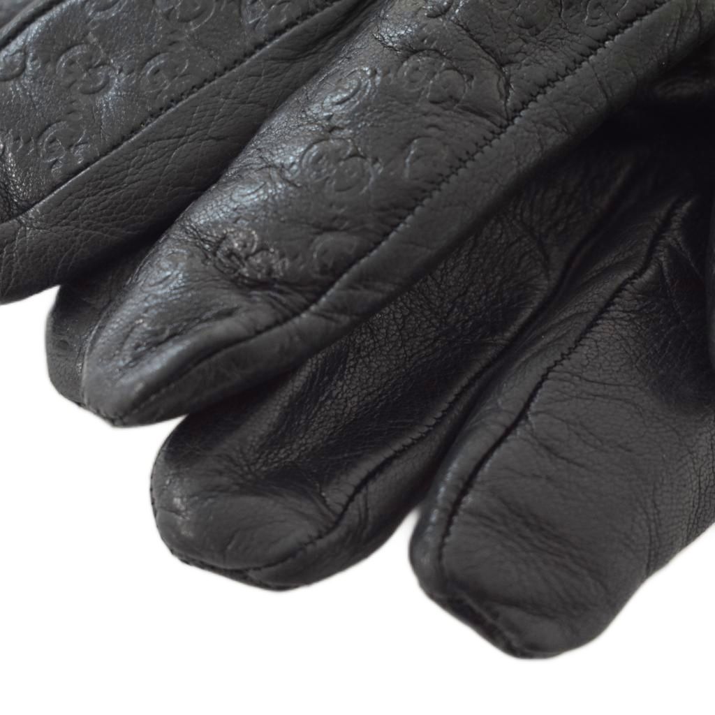 Gucci GG Leather Gloves Sheepskin Black — view 6