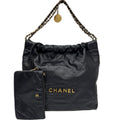 Chanel Bag Chanel 22 Medium Shoulder Black Gold Shinycalfskin