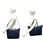 Prada Logo Nylon Leather 2-Way Tote Shoulder Bag Navy — view 2