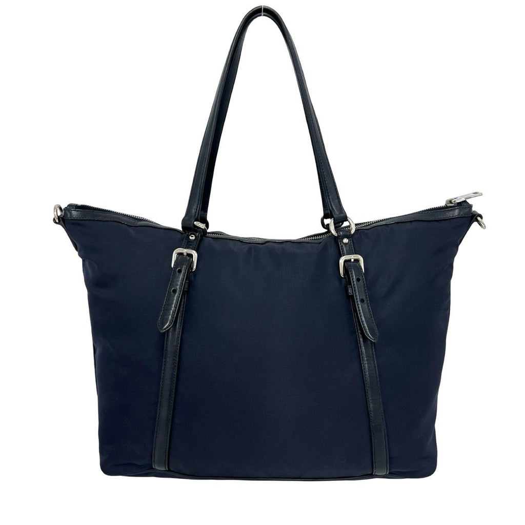 Prada Logo Nylon Leather 2-Way Tote Shoulder Bag Navy — view 3