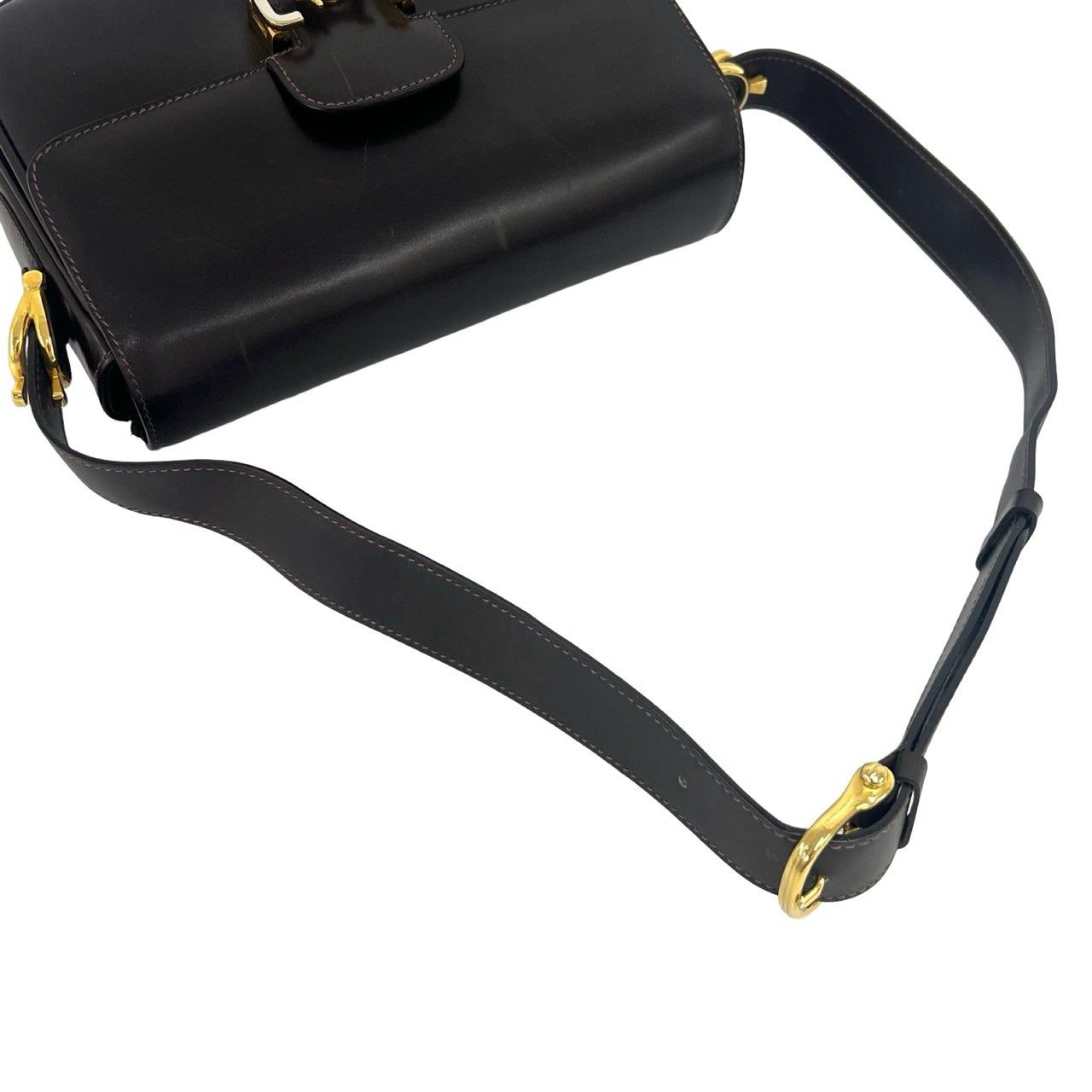 Celine Vintage Carriage Leather Shoulder Bag Crossbody Brown — view 4