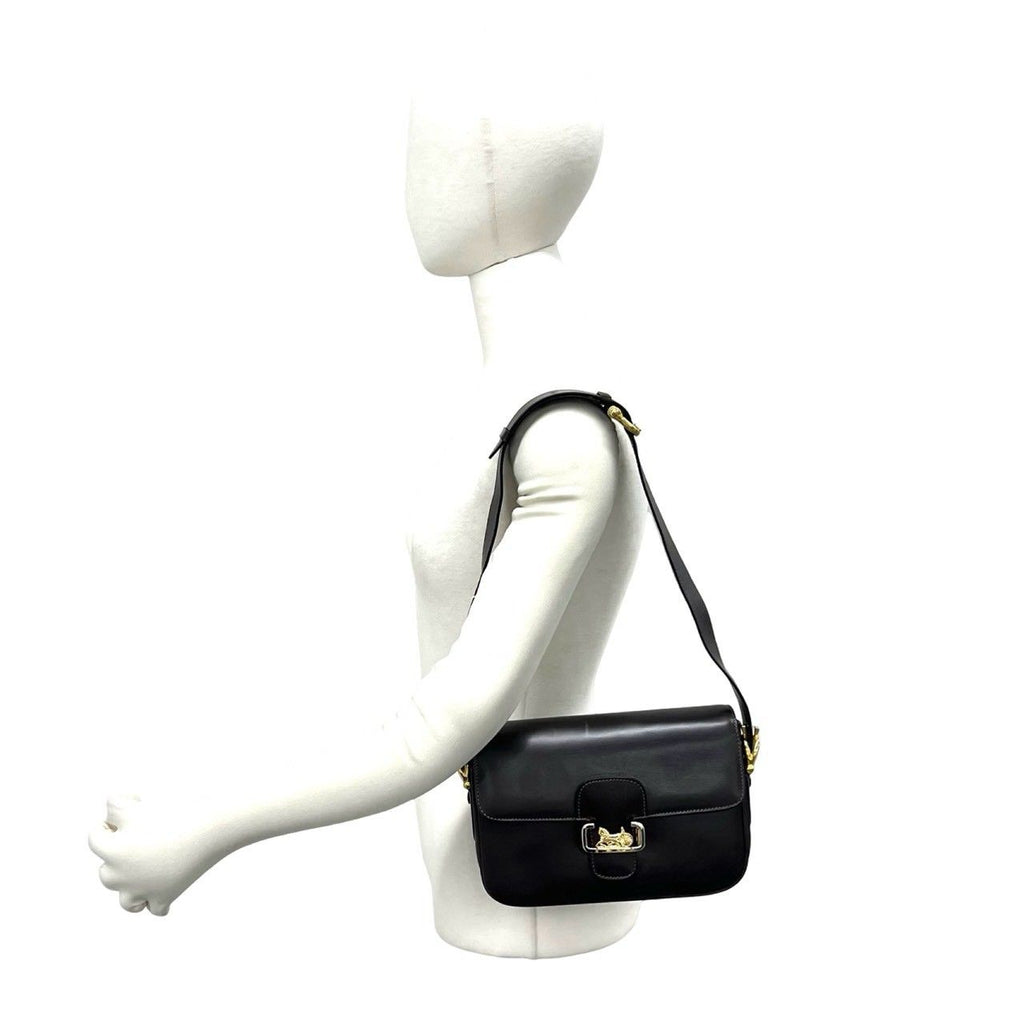 Celine Vintage Carriage Leather Shoulder Bag Crossbody Brown — view 2