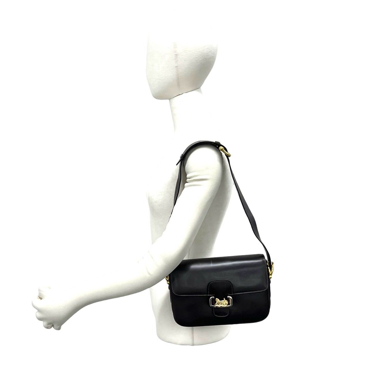 Celine Vintage Carriage Leather Shoulder Bag Crossbody Brown — view 2