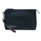 Fendi Clutch Pouch FF Logo Zucca Leather Black Lightweight Capacity
