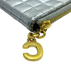 Celine C Charm Clutch Pouch Quilted Leather Silver Lightweight Capacity — view 5