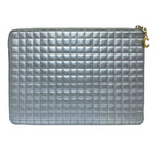 Celine C Charm Clutch Pouch Quilted Leather Silver Lightweight Capacity — view 2