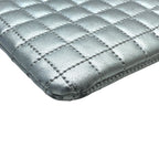 Celine C Charm Clutch Pouch Quilted Leather Silver Lightweight Capacity — view 3