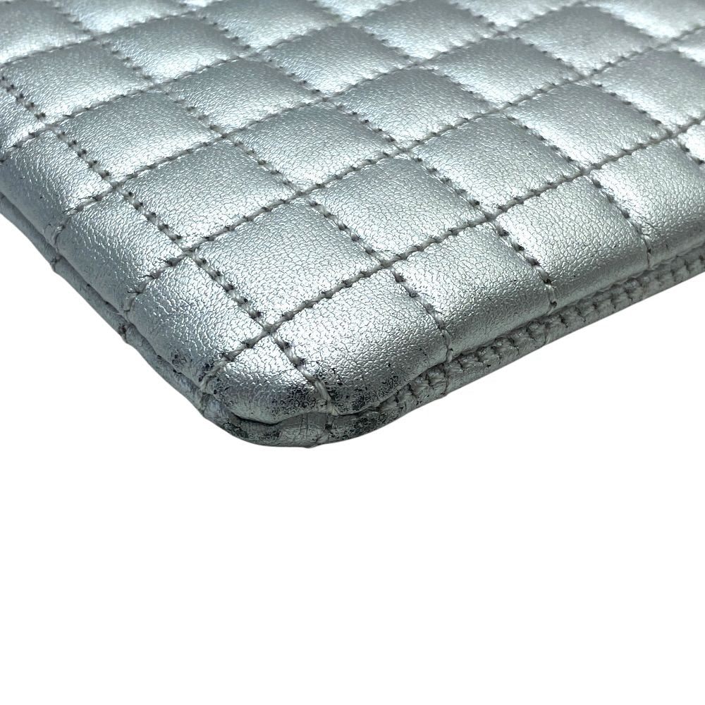 Celine C Charm Clutch Pouch Quilted Leather Silver Lightweight Capacity — view 3