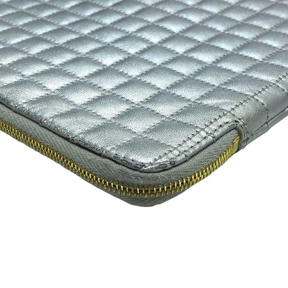 Celine C Charm Clutch Pouch Quilted Leather Silver Lightweight Capacity — view 6
