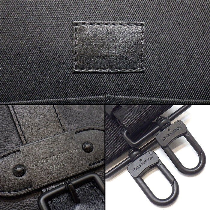 Louis Vuitton Shoulder Bag Saumur Messenger Monogram Eclipse Leather Black — view 7