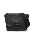 Louis Vuitton Shoulder Bag Saumur Messenger Monogram Eclipse Leather Black