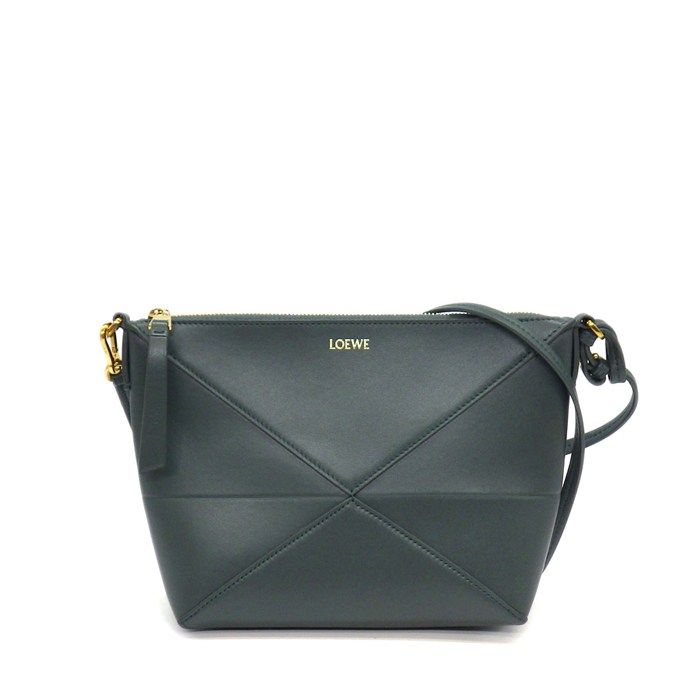 Loewe Shoulder Bag Puzzle Fold Pouch Vetiver Shiny Napa Calfskin Gold