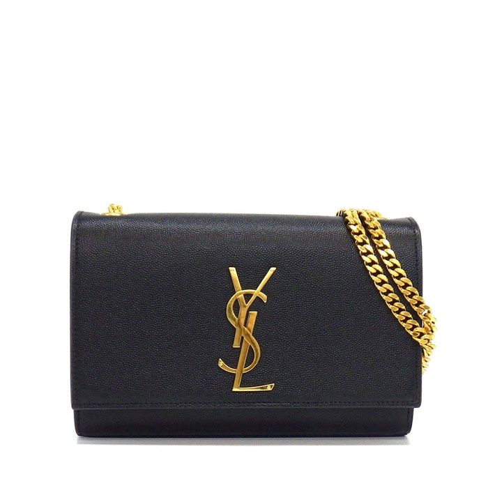 Saint Laurent Shoulder Bag Kate Small Black Grained Poodle Leather Gold