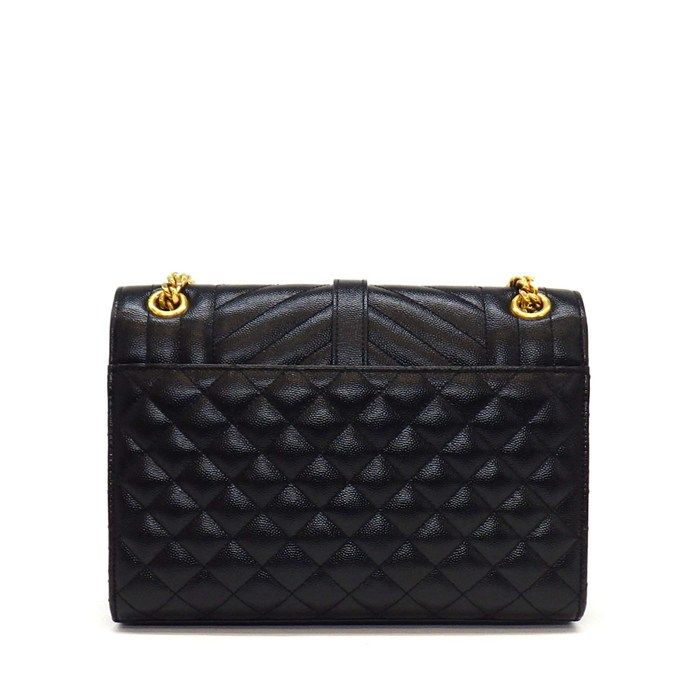 Saint Laurent Shoulder Bag Envelope Black Grained Poodle Leather — view 2