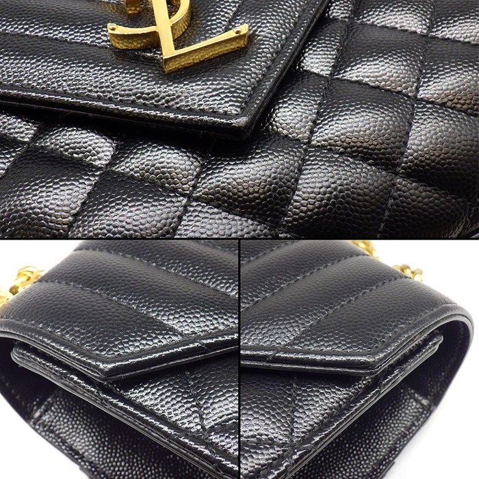 Saint Laurent Shoulder Bag Envelope Black Grained Poodle Leather — view 8
