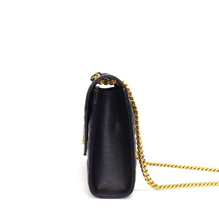 Saint Laurent Shoulder Bag Envelope Black Grained Poodle Leather — view 3