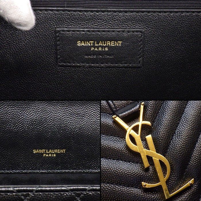 Saint Laurent Shoulder Bag Envelope Black Grained Poodle Leather — view 6