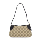 Gucci Shoulder Bag GG Emblem Small Supreme Canvas Black Leather Gold — view 2