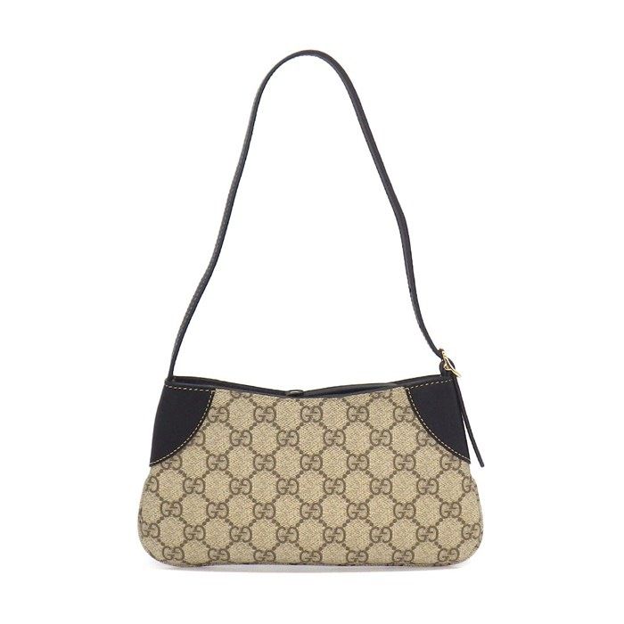 Gucci Shoulder Bag GG Emblem Small Supreme Canvas Black Leather Gold — view 2