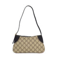 Gucci Shoulder Bag GG Emblem Small Supreme Canvas Black Leather Gold